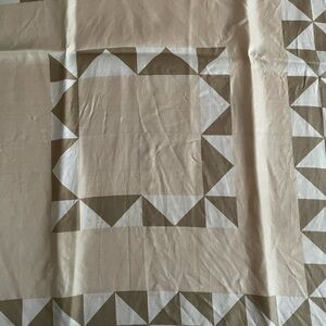Lanvin Tan and White Geometric Quilt